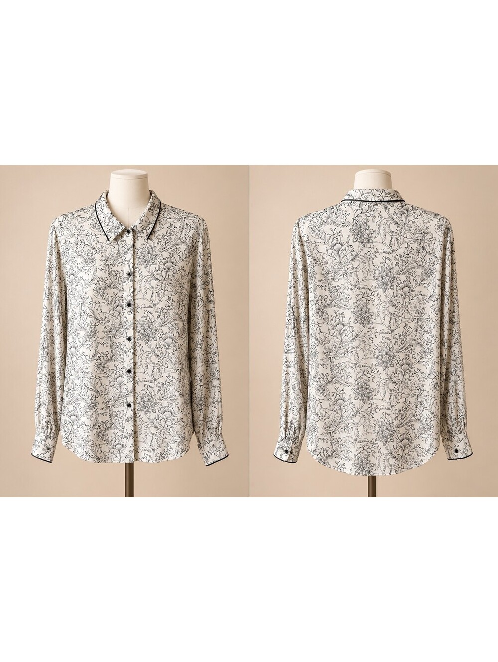 Scotch & Soda Women’s Black & White Botanical Print Blouse XL